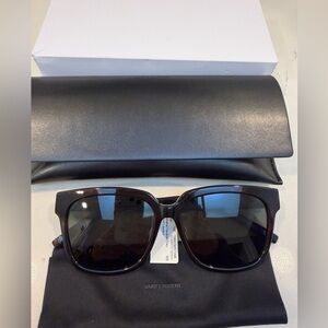 Brand New!Saint Laurent YSL 55 mm Square Sunglasses in Havana/Grey Gold Hardware